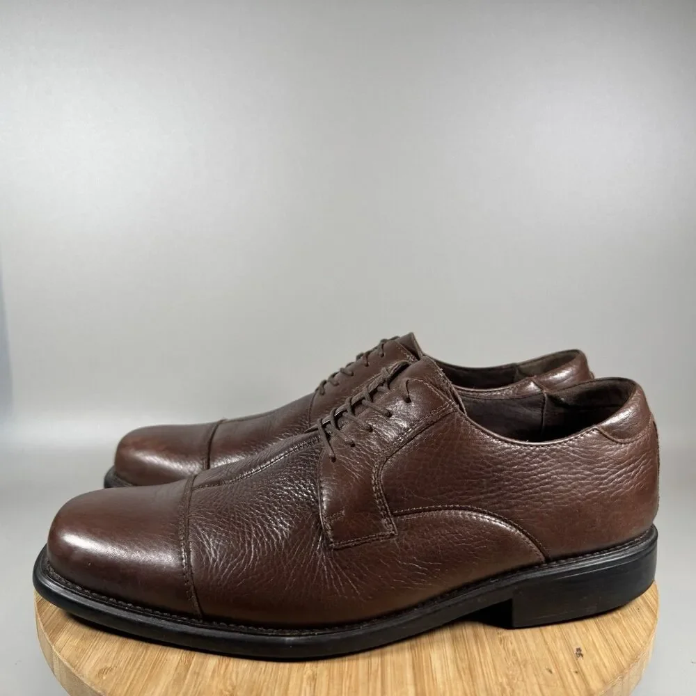 Johnston & Murphy‎ Men's Sz 10 Brown Cap Toe Dress Shoe Leather Oxford